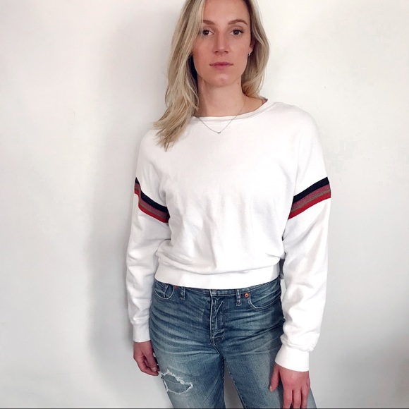 MONROW Supersoft Crew Neck Sweatshirt in White - Picture 1 of 4